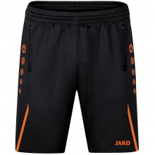 JAKO Training Pants (Short) Challenge - Double-Stretch-Knit, Side Pockets with Zipper - black/orange Boys